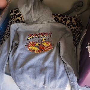 Spitfire Gray Hoodie with Fiery Graphic